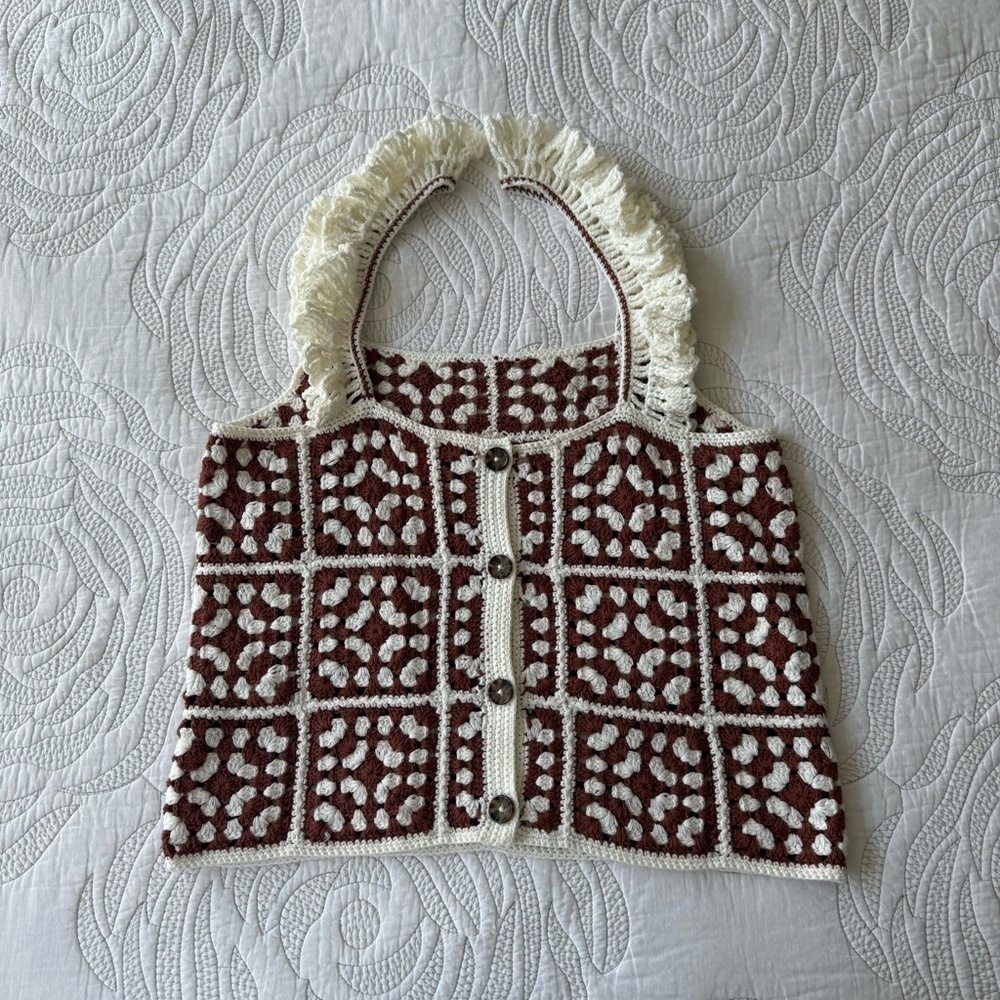 NWOT - Marine Layer - Cora Crochet Tank in Brown/Cream - Picture 11 of 12
